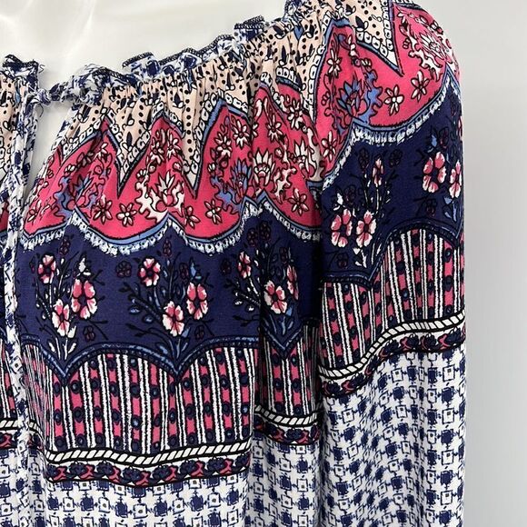 Umgee 3/4 sleeve cotton blend small peasant blouse - Picture 3 of 6